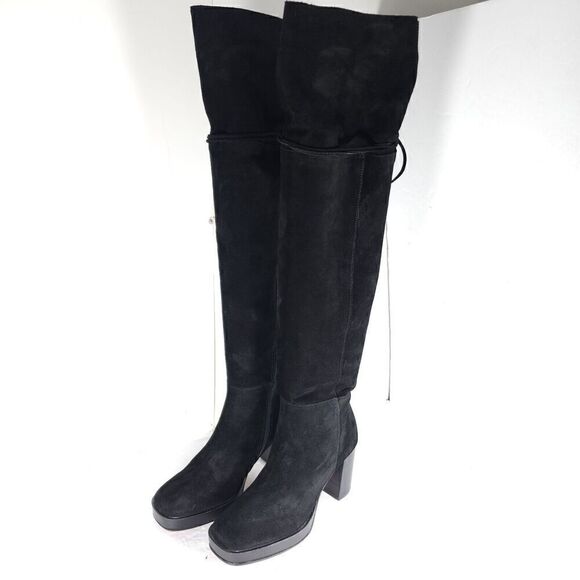 Free People Women's Echo US6-6,5 EU37 Black Suede Platform Over The Knee Boots - Picture 1 of 15